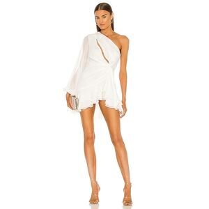 Michael Costello Sunny Mini Dress MELR-WD406 XS White One Shoulder Dress Women's